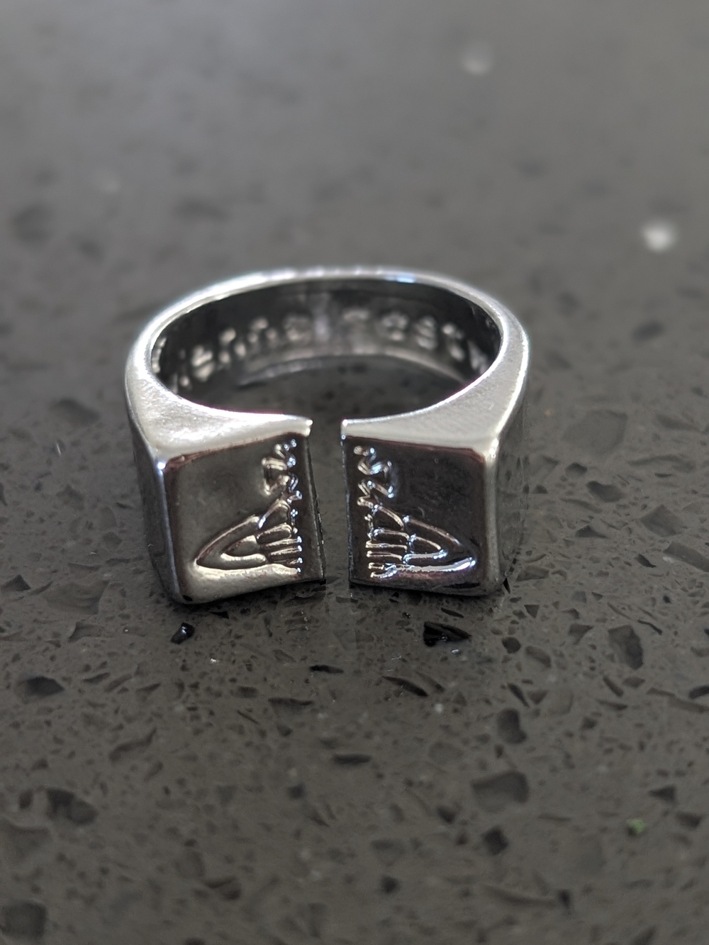 fashion Jewelry Square Split Signet Ring in Silver- VWStyle Ring